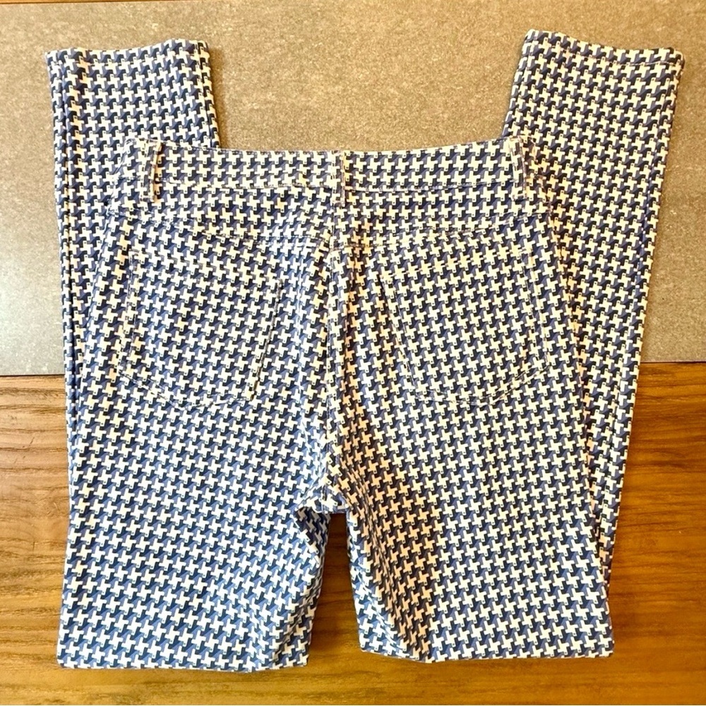 J.McLaughlin Lexi Navy Blue Midi Quotation Houndstooth Slim Pants Size 6 - Picture 3 of 12